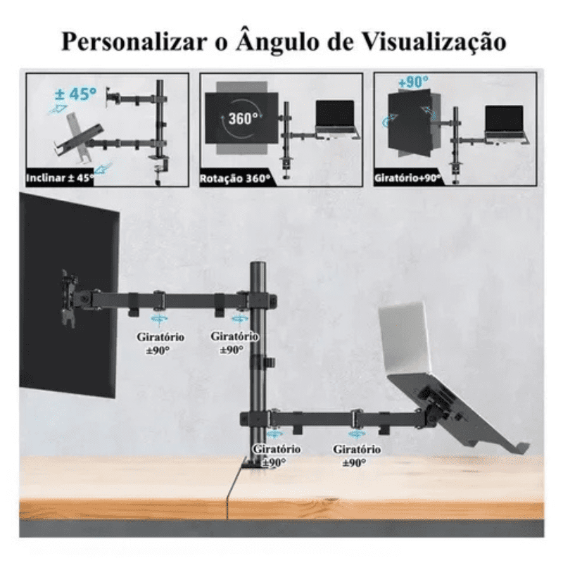 Suporte Monitor e Notebook Articulado para Mesa