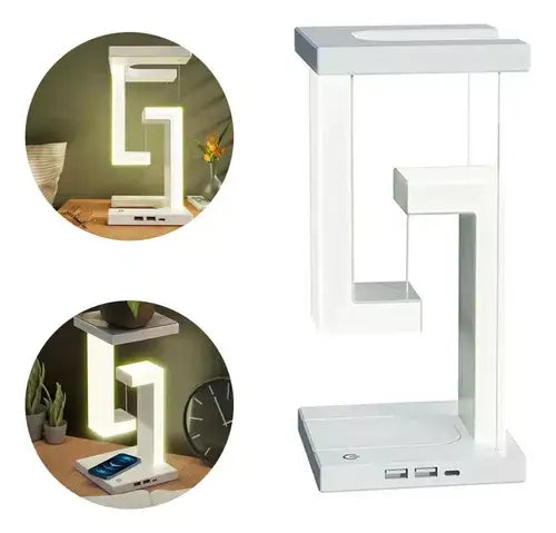 Lâmpada Noturna Anti-Gravidade LED e Carregador Sem Fio