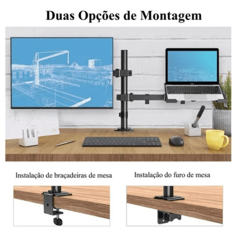 Suporte Monitor e Notebook Articulado para Mesa