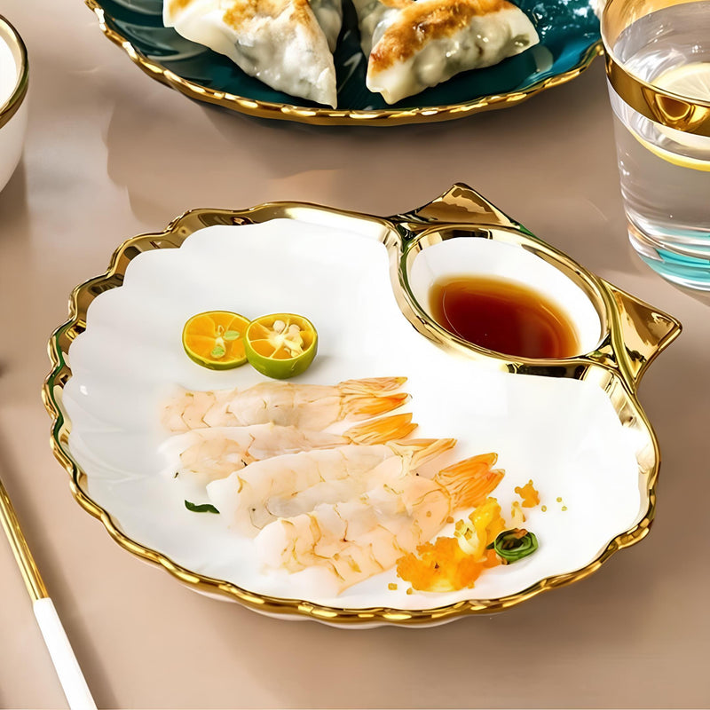 Prato de Cerâmica Jiaozi Para Sushi