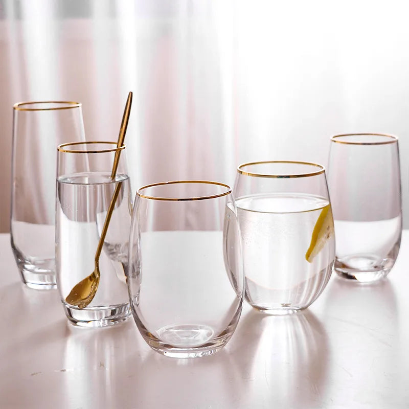 Copo de Cristal com Borda Dourada