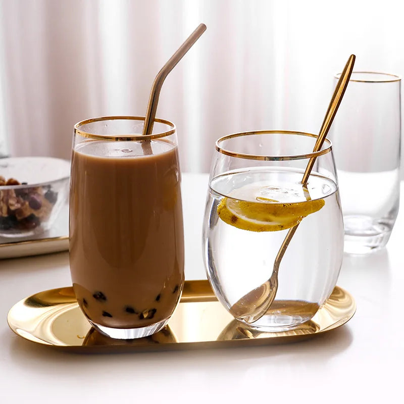 Copo de Cristal com Borda Dourada