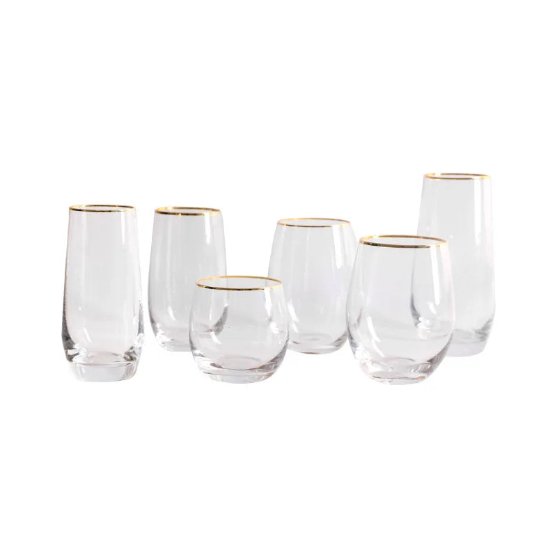Copo de Cristal com Borda Dourada