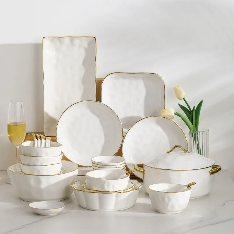 Conjunto de pratos de cerâmica Gold