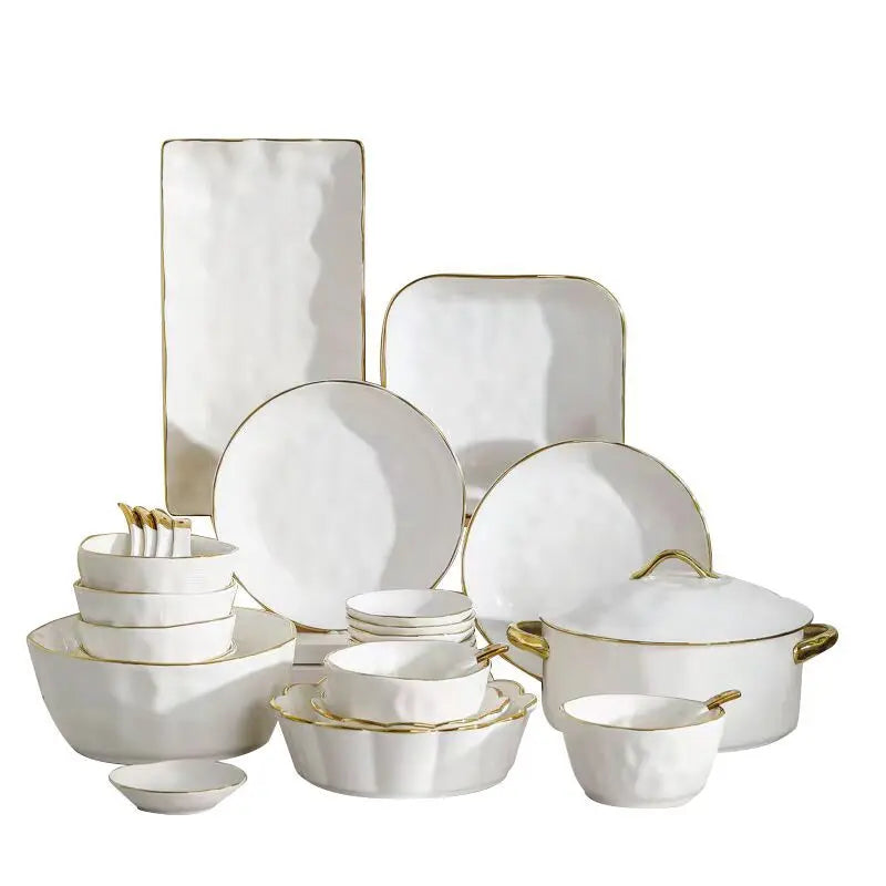 Conjunto de pratos de cerâmica Gold