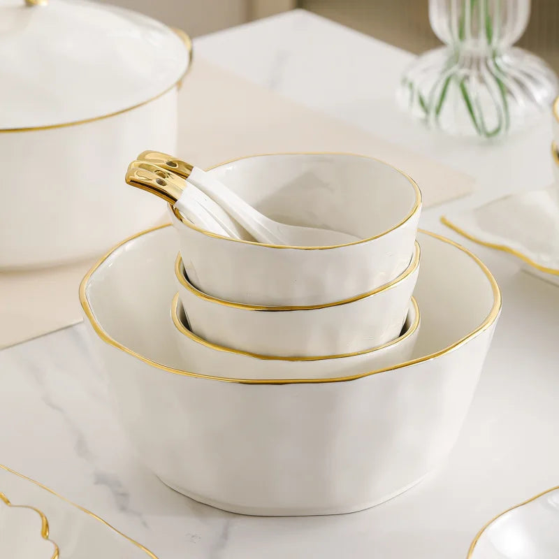 Conjunto de pratos de cerâmica Gold