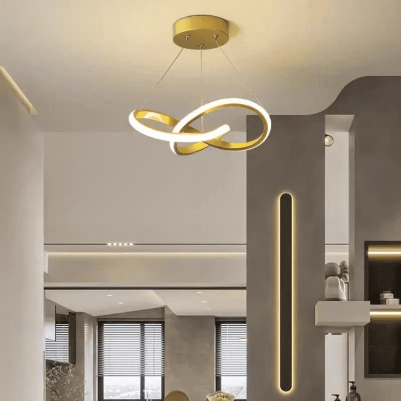 Lustre Pendente para Sala/Quarto/Cozinha LED Espiral Luz Tricolor