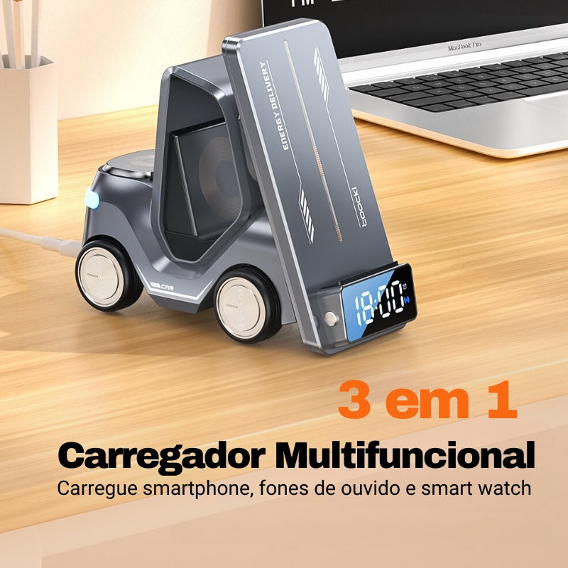 Carregador por Indução Carro Sem Fio Iphone/Samsung/Huawei